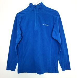 Columbia Fleece Half Zipped Sweater Jacket Men Small Blue Winter Cold
